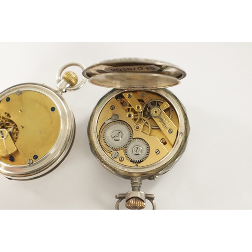 339 - TWO SILVER CASED POCKET WATCHES, a half hunter signed Belfield, Edinburgh with lever escapement, the... 