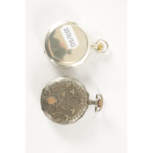 339 - TWO SILVER CASED POCKET WATCHES, a half hunter signed Belfield, Edinburgh with lever escapement, the... 