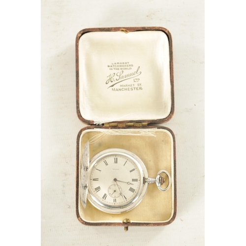 341 - AN EARLY 20TH CENTURY SILVER AND ENAMEL ROLEX WILKA POCKET WATCH the sprung cover opening to reveal ... 