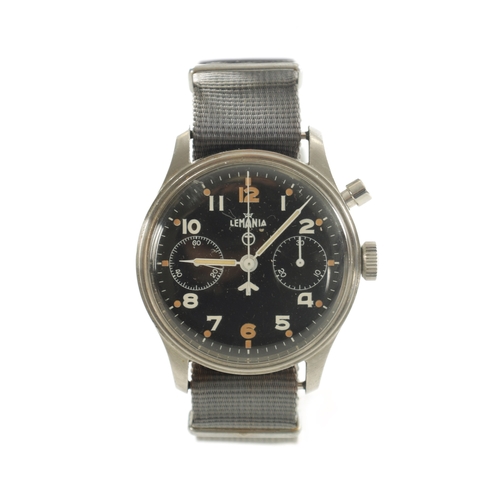 346 - A GENTLEMAN'S LEMANIA MONOPUSHER ROYAL NAVY MILITARY CHRONOGRAPH WRISTWATCH, on grey nato strap, the... 