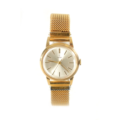 354 - A GENTLEMAN’S VINTAGE 9CT GOLD ROLEX TUDOR WRISTWATCH on the gold plated bracelet, the silvered dial... 