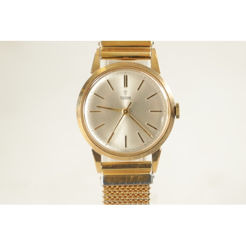 354 - A GENTLEMAN’S VINTAGE 9CT GOLD ROLEX TUDOR WRISTWATCH on the gold plated bracelet, the silvered dial... 