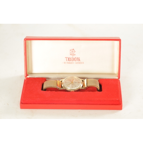 354 - A GENTLEMAN’S VINTAGE 9CT GOLD ROLEX TUDOR WRISTWATCH on the gold plated bracelet, the silvered dial... 