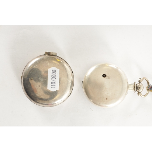 356 - A GEORGE III SILVER PAIR CASED POCKET WATCH SIGNED WILLIAM PRATT, ASKRIGG, with Roman enamel dial an... 