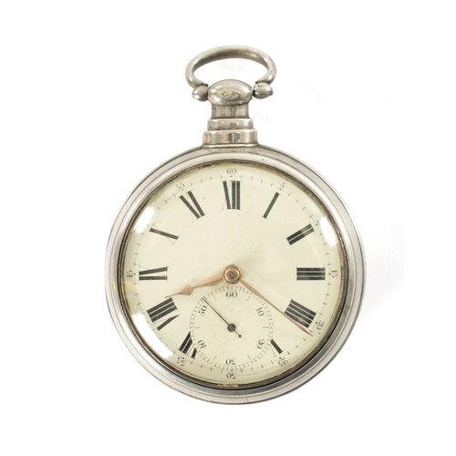 358 - A SILVER PAIR CASED POCKET WATCH SIGNED THOMAS PINNINGTON, LIVERPOOL, with enamel Roman dial and sub... 