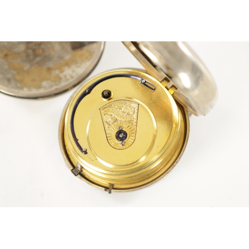 358 - A SILVER PAIR CASED POCKET WATCH SIGNED THOMAS PINNINGTON, LIVERPOOL, with enamel Roman dial and sub... 