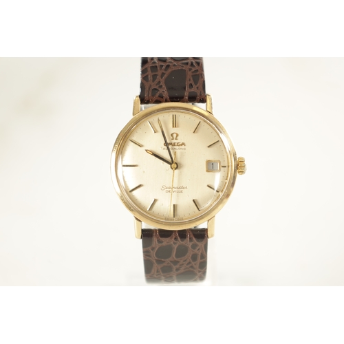 360 - A GENTLEMAN’S GOLD OMEGA DE VILLE SEAMASTER AUTOMATIC WRISTWATCH with silvered dial and baton marker... 