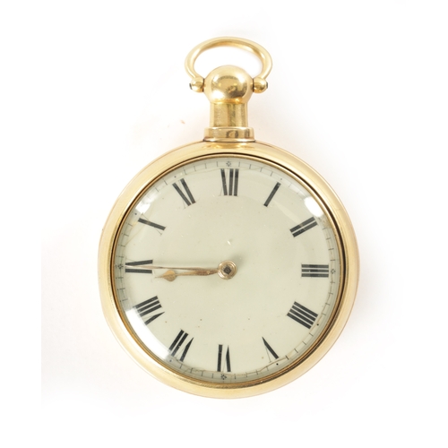 361 - LITHERLAND DAVIES & CO. LIVERPOOL. AN 18CT GOLD PAIR CASED POCKET WATCH with enamel Roman dial front... 