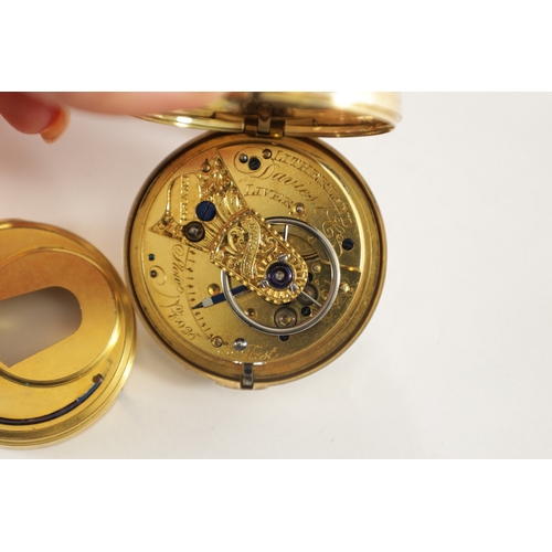 361 - LITHERLAND DAVIES & CO. LIVERPOOL. AN 18CT GOLD PAIR CASED POCKET WATCH with enamel Roman dial front... 