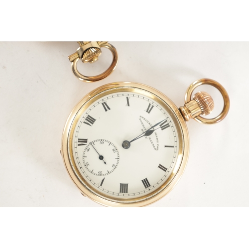 362 - TWO GOLD PLATED POCKET WATCHES, the open faced watch with enamel dial fronting a keyless wound sprin... 