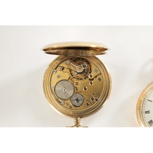 362 - TWO GOLD PLATED POCKET WATCHES, the open faced watch with enamel dial fronting a keyless wound sprin... 