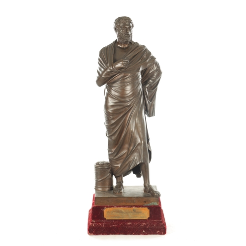 672 - F. BARBEDIENNE, A 19TH CENTURY FIGURAL BRONZE SCULPTURE OF SOPHOCLES signed, entitled and with found... 