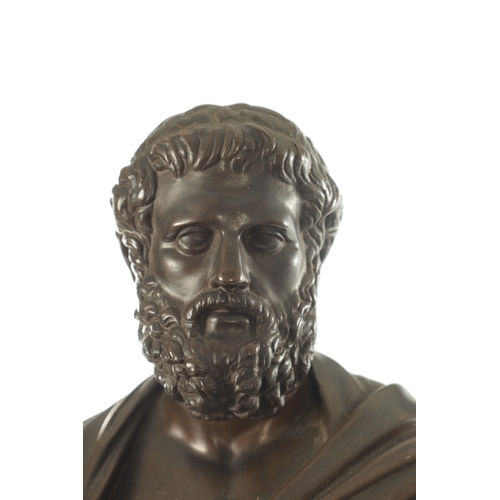 672 - F. BARBEDIENNE, A 19TH CENTURY FIGURAL BRONZE SCULPTURE OF SOPHOCLES signed, entitled and with found... 