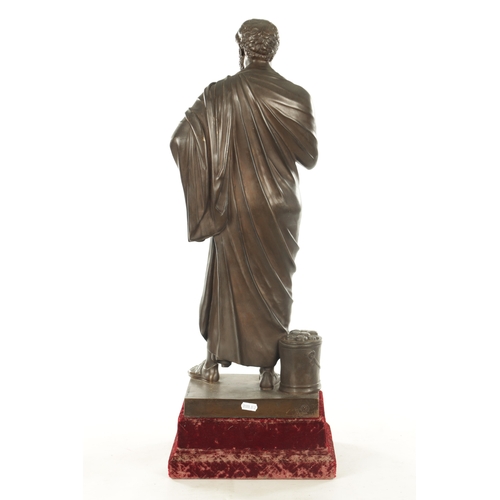 672 - F. BARBEDIENNE, A 19TH CENTURY FIGURAL BRONZE SCULPTURE OF SOPHOCLES signed, entitled and with found... 