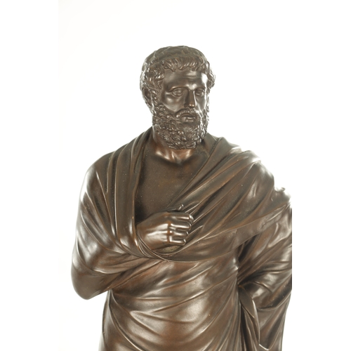 672 - F. BARBEDIENNE, A 19TH CENTURY FIGURAL BRONZE SCULPTURE OF SOPHOCLES signed, entitled and with found... 