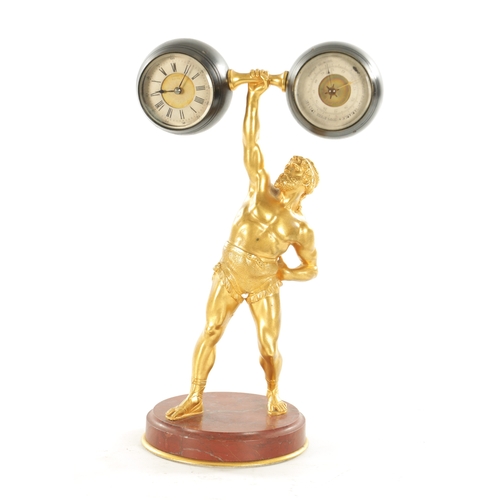 1000 - A LATE 19TH CENTURY BRONZE, ORMOLU AND ROUGE MARBLE FRENCH INDUSTRIAL CLOCK COMPENDIUM modelled as a... 