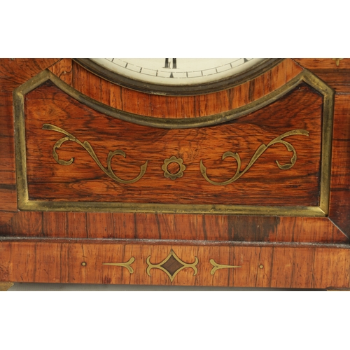 1002 - JNO. HILL. LONDON A LATE REGENCY BRASS INLAID EIGHT DAY ROSEWOOD BRACKET CLOCK The shallow arched sh... 