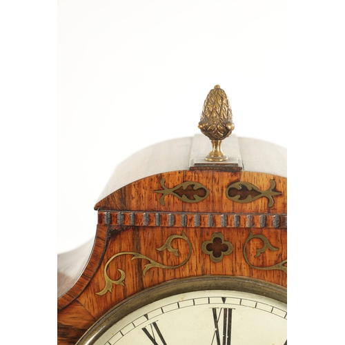 1002 - JNO. HILL. LONDON A LATE REGENCY BRASS INLAID EIGHT DAY ROSEWOOD BRACKET CLOCK The shallow arched sh... 