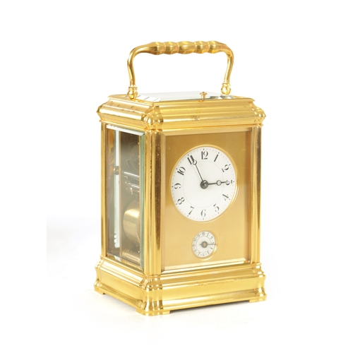 1007 - MARGAINE, A GOOD LATE 19TH CENTURY FRENCH GILT BRASS GORGE CASE GRAND SONNERIE CARRIAGE CLOCK OF LAR... 