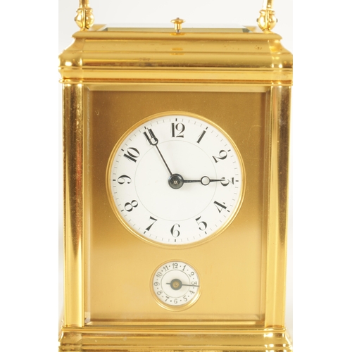 1007 - MARGAINE, A GOOD LATE 19TH CENTURY FRENCH GILT BRASS GORGE CASE GRAND SONNERIE CARRIAGE CLOCK OF LAR... 