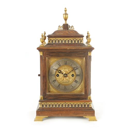 1009 - J. J. DURRANT & SON, 40 CHEAPSIDE, LONDON. A 19TH CENTURY DOUBLE FUSEE FIGURED WALNUT MANTEL CLOCK t... 