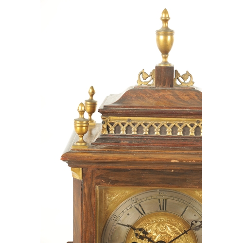 1009 - J. J. DURRANT & SON, 40 CHEAPSIDE, LONDON. A 19TH CENTURY DOUBLE FUSEE FIGURED WALNUT MANTEL CLOCK t... 