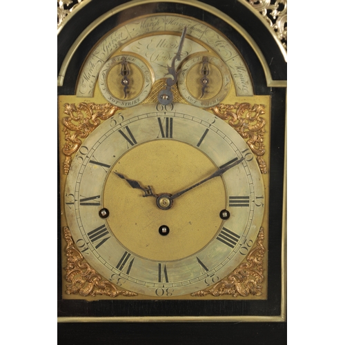 1020 - JOHN ELLICOTT, LONDON. A GEORGE III BRASS MOUNTED EBONISED VERGE MUSICAL BRACKET CLOCK, the case wit... 