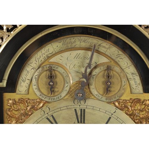 1020 - JOHN ELLICOTT, LONDON. A GEORGE III BRASS MOUNTED EBONISED VERGE MUSICAL BRACKET CLOCK, the case wit... 