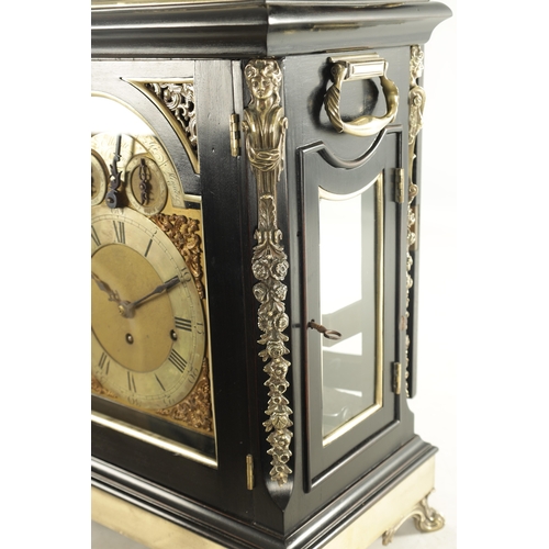 1020 - JOHN ELLICOTT, LONDON. A GEORGE III BRASS MOUNTED EBONISED VERGE MUSICAL BRACKET CLOCK, the case wit... 