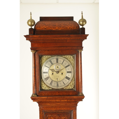 1022 - JOHN MITCHELL, LONDON. AN EARLY 18TH CENTURY EIGHT-DAY SEAWEED MARQUETRY LONGCASE CLOCK the 12