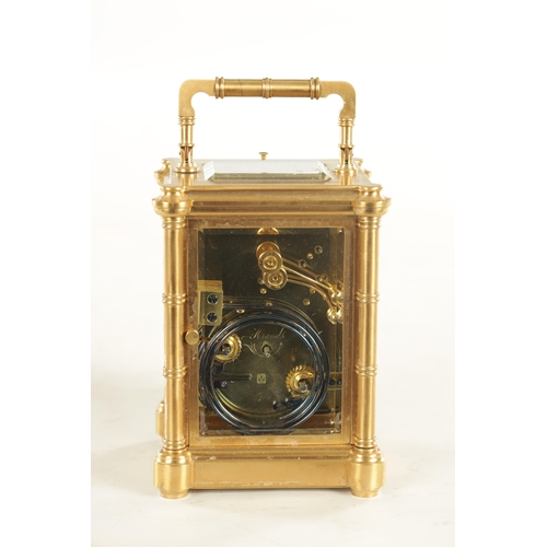 996 - HENRI JACOT. A LARGE LATE 19TH CENTURY FRENCH GILT BRASS CASED GRAND SONNERIE CARRIAGE CLOCK the gil... 