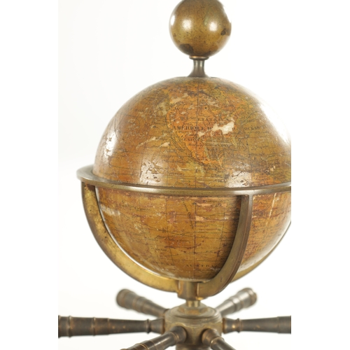 997 - A LATE 19TH CENTURY FRENCH INDUSTRIAL BRASS DESK COMPENDIUM MANTEL CLOCK with surmount revolving 4