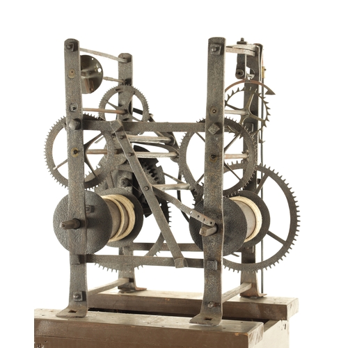 1012 - A RARE EARLY 18TH CENTURY IRON ‘BIRDCAGE’ FRAME TWIN TRAIN TURRET CLOCK, Attributed to Gabriel Smith... 