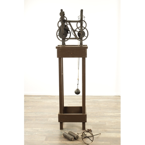 1012 - A RARE EARLY 18TH CENTURY IRON ‘BIRDCAGE’ FRAME TWIN TRAIN TURRET CLOCK, Attributed to Gabriel Smith... 