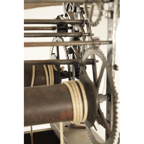 1012 - A RARE EARLY 18TH CENTURY IRON ‘BIRDCAGE’ FRAME TWIN TRAIN TURRET CLOCK, Attributed to Gabriel Smith... 