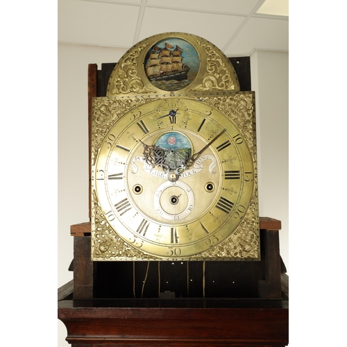 1013 - JAMES GIBB, STOCKTON. AN IMPRESSIVE MID 18TH CENTURY THREE-TRAIN MUSICAL LONGCASE CLOCK the 12 inch ... 