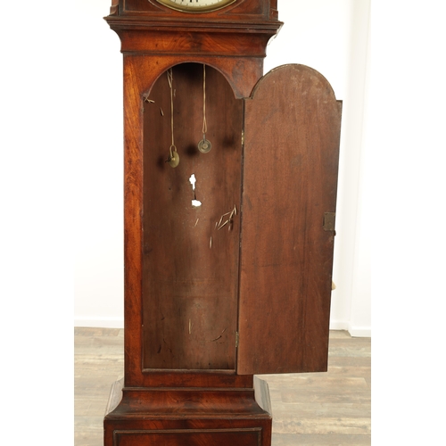 999 - MALLETT, BARNSTAPLE. A REGENCY FIGURED MAHOGANY LONGCASE CLOCK the arched hood with canted sides and... 