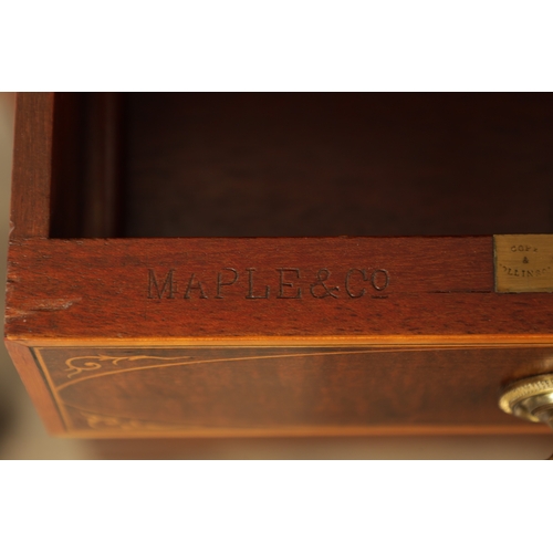 1390 - MAPLE & CO. (LONDON). A FINE 19TH CENTURY FIGURED MAHOGANY, SATINWOOD CROSS-BANDED AND MARQUETRY INL... 