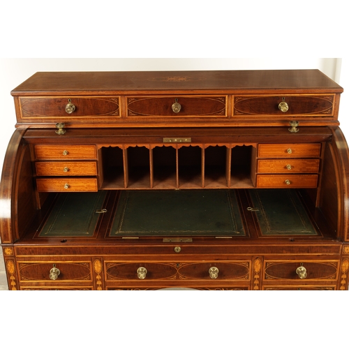 1390 - MAPLE & CO. (LONDON). A FINE 19TH CENTURY FIGURED MAHOGANY, SATINWOOD CROSS-BANDED AND MARQUETRY INL... 