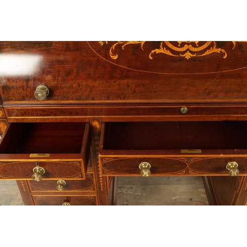 1390 - MAPLE & CO. (LONDON). A FINE 19TH CENTURY FIGURED MAHOGANY, SATINWOOD CROSS-BANDED AND MARQUETRY INL... 