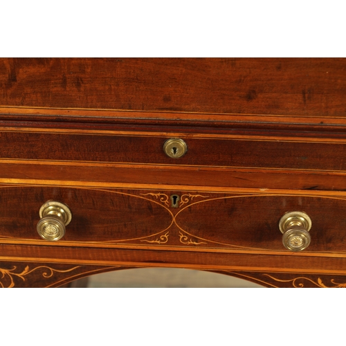 1390 - MAPLE & CO. (LONDON). A FINE 19TH CENTURY FIGURED MAHOGANY, SATINWOOD CROSS-BANDED AND MARQUETRY INL... 