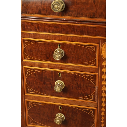 1390 - MAPLE & CO. (LONDON). A FINE 19TH CENTURY FIGURED MAHOGANY, SATINWOOD CROSS-BANDED AND MARQUETRY INL... 