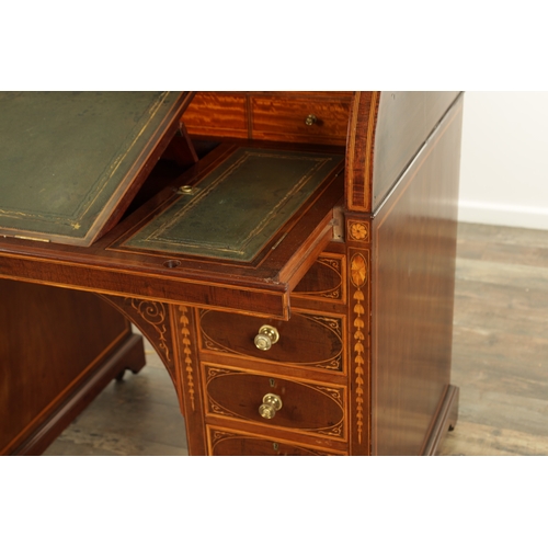 1390 - MAPLE & CO. (LONDON). A FINE 19TH CENTURY FIGURED MAHOGANY, SATINWOOD CROSS-BANDED AND MARQUETRY INL... 