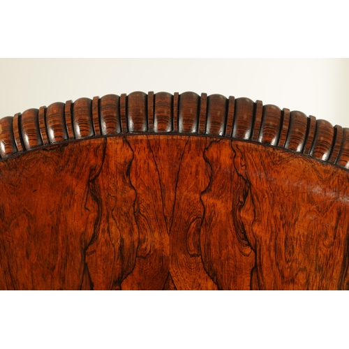 1391 - GILLOWS LANCASTER. A MID 19TH CENTURY FIGURED ROSEWOOD OVAL TILT TOP BREAKFAST TABLE the top with bo... 