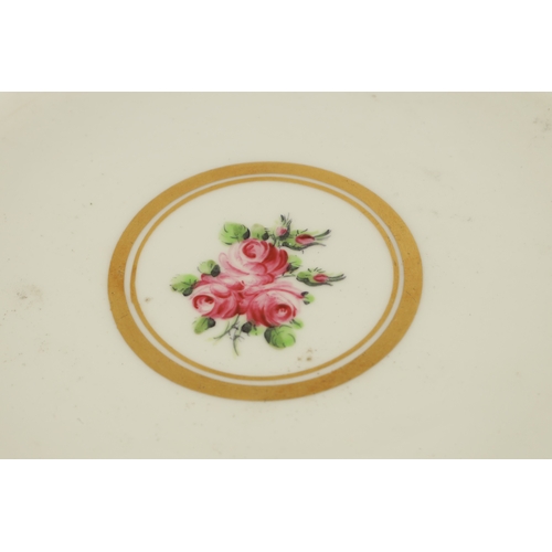 104 - TWO 19TH CENTURY WEDGWOOD HAND-PAINTED CABINET PLATES with bands of flowers highlighted in gilt (26c... 