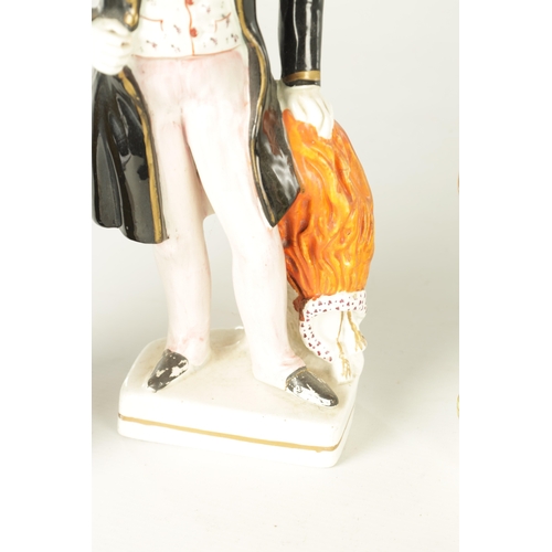 114 - THREE 19TH CENTURY STAFFORDSHIRE FIGURES of Garibaldi, Prince of Wales, and Wellington (39cm high )