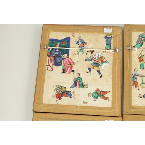 132 - AN UNUSUAL SET OF SIX CHINESE RAISED PADWORK PICTURES OF EVERYDAY LIFE depicting interior and garden... 