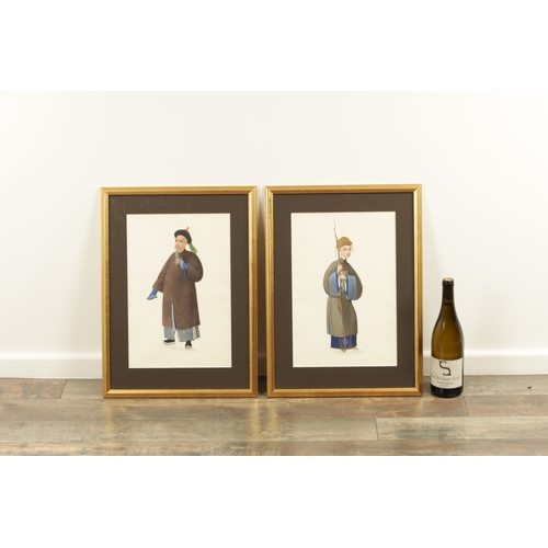 133 - A FINE PAIR OF 19TH CENTURY CHINESE WATERCOLOURS depicting scholars - in glazed mounted frames with ... 