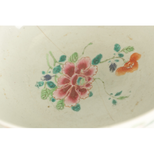 144 - TWO 18TH CENTURY CHINESE PORCELAIN BOWLS decorated with coloured floral decoration (23.5cm and 22.5c... 