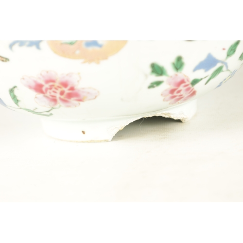 144 - TWO 18TH CENTURY CHINESE PORCELAIN BOWLS decorated with coloured floral decoration (23.5cm and 22.5c... 